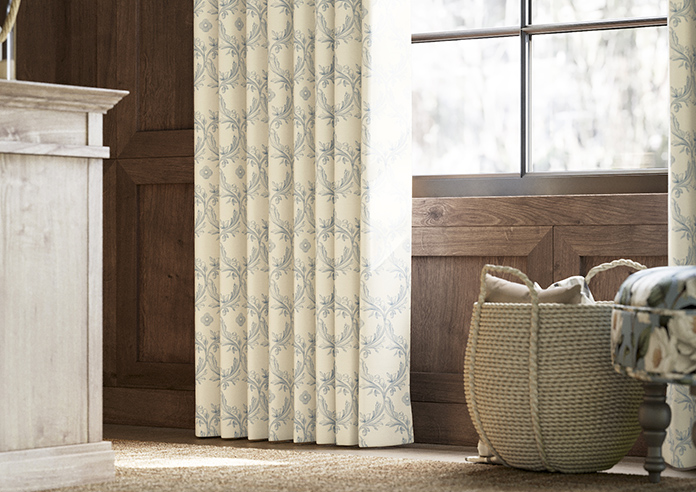 Trellis Prints, Vine and Bloom Romsey Raffs Blue - Made to Measure Curtains - Image 5